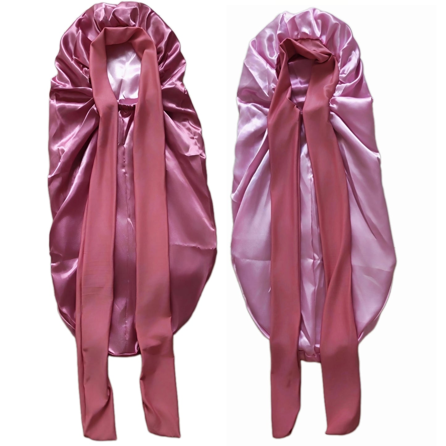 Reversible Double Layer Long Sleep Bonnet - Elastic Tie Closure Satin Cap for Natural Hair