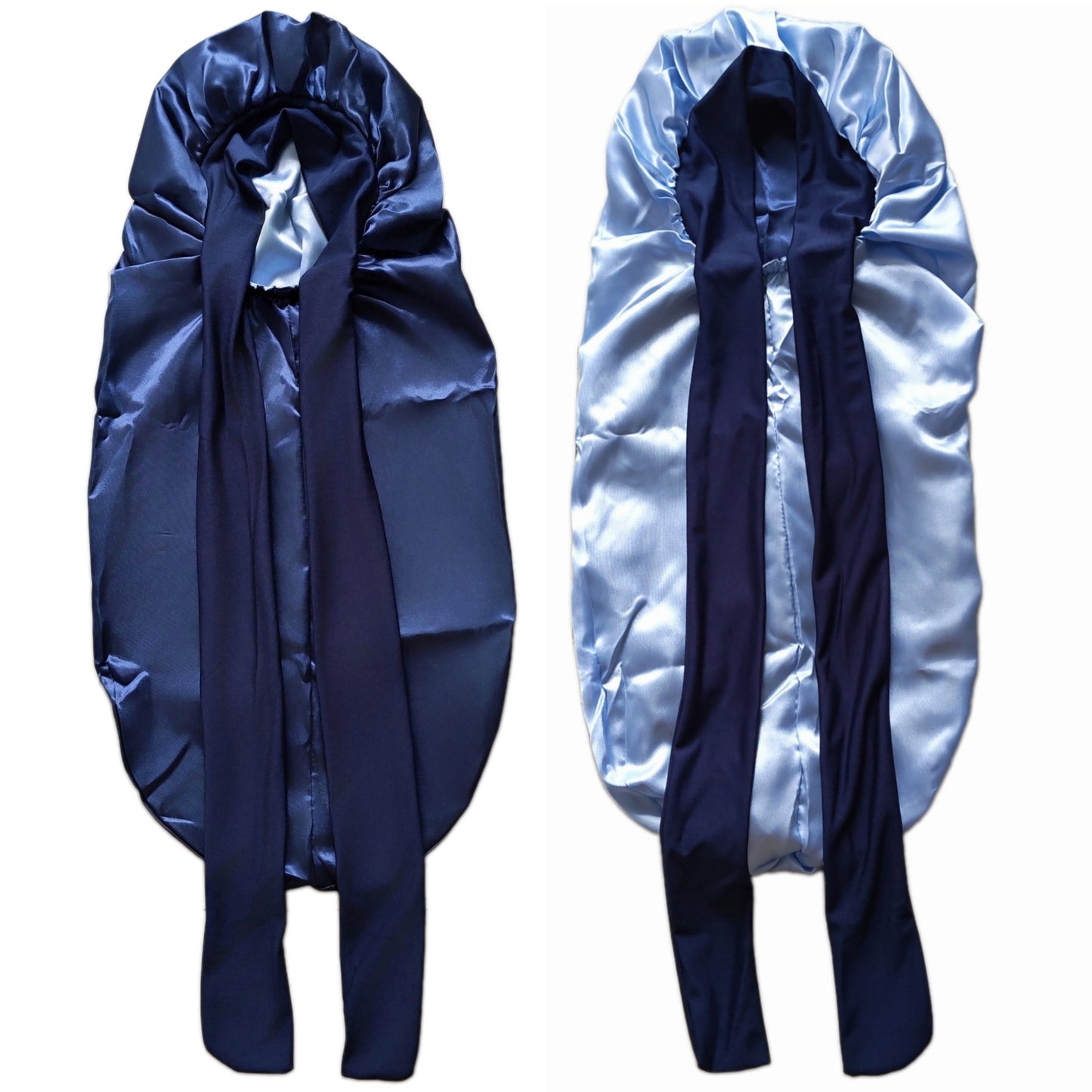 Reversible Double Layer Long Sleep Bonnet - Elastic Tie Closure Satin Cap for Natural Hair