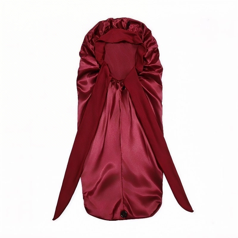Extra Long Elastic Strip Tie Hair Bonnet with Buttons for Yoga/Running, No Slip