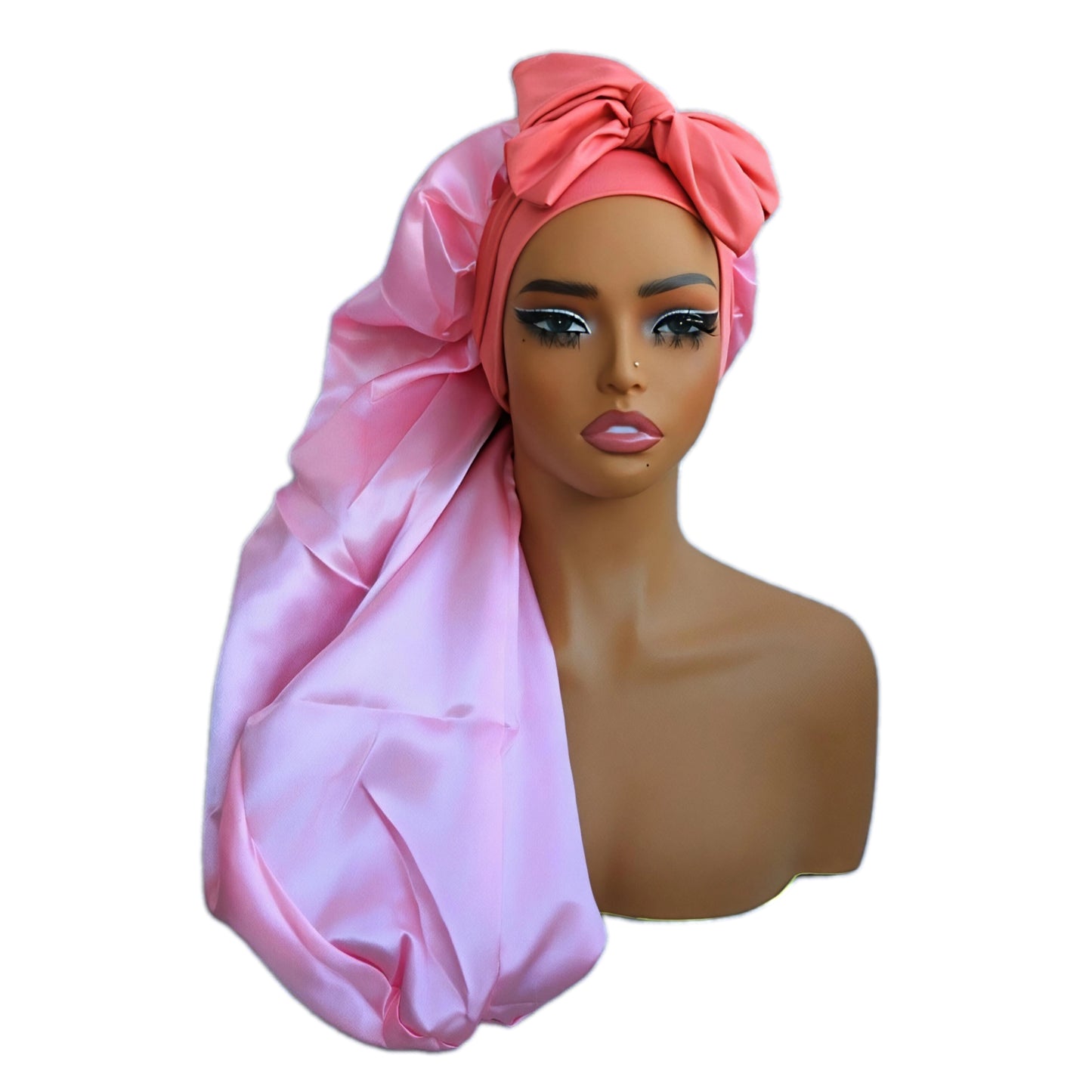 Extra Long Satin Bonnet with Elastic Bands - Double Layer Curly Hair Protection