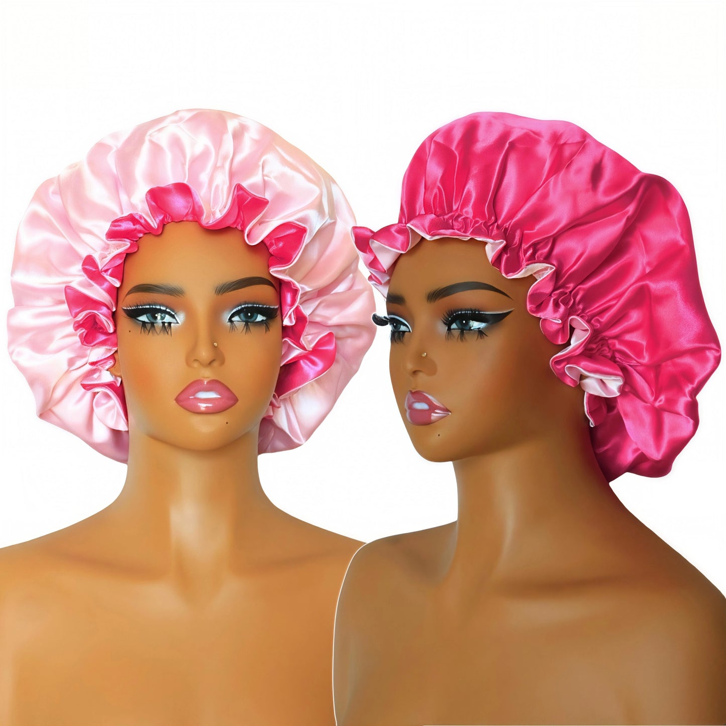 2025 Trendy Double Layer Elastic Bonnet Reversible Design, Fits Braids & Extensions