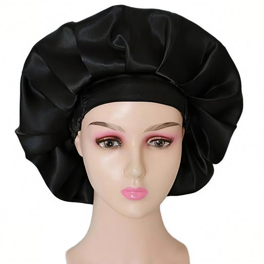 Extra Wide Band Sleep Bonnet - Soft Satin Fabric, Stays Secure Even for Thick Hair