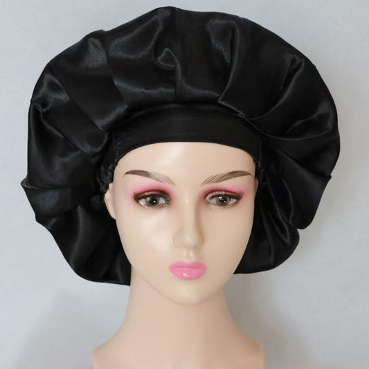 Satin Sleep Bonnet for Curly Hair - Adjustable Band, Ultra-Soft & Stays On All Night (No Slip)