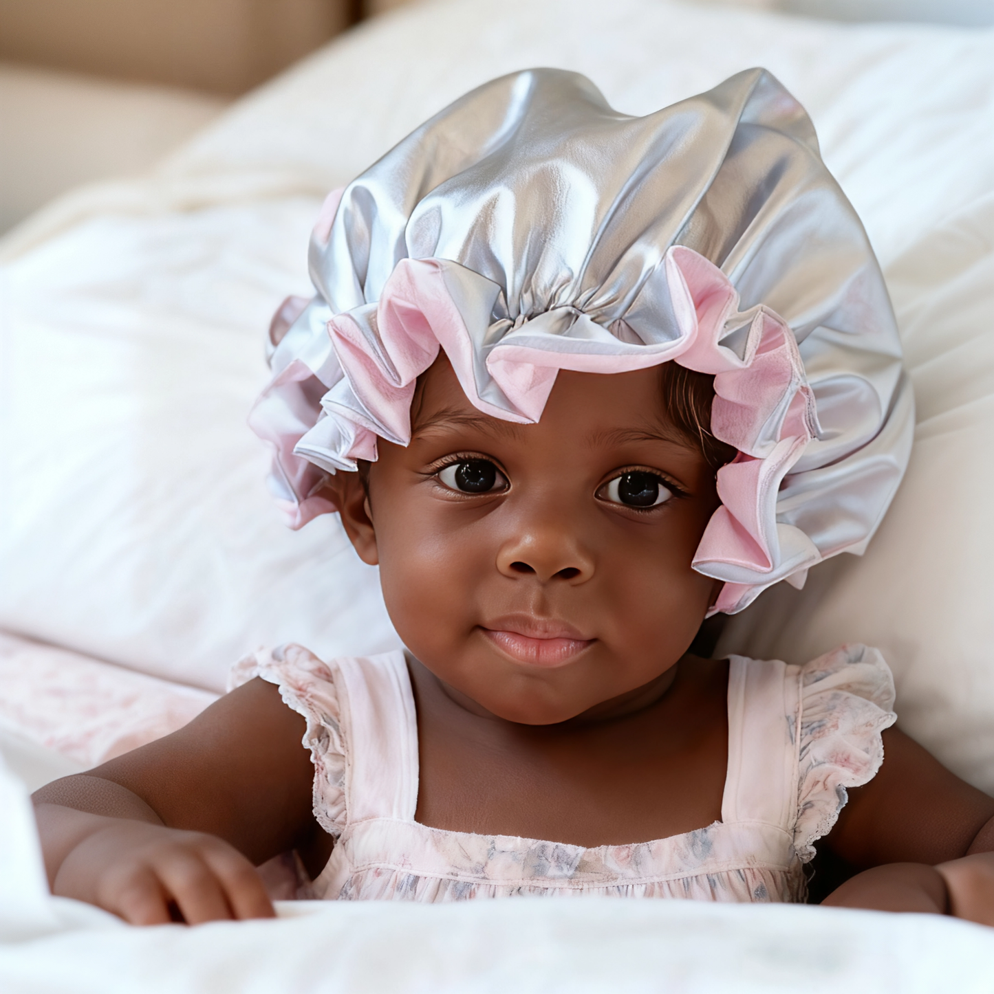 Personalized Kid Satin Double layer Bonnet - Reversible Satin Sleep Caps with Elastic Band