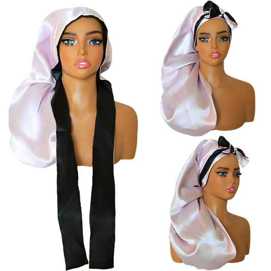 Long Hair Braid Bonnet - Adjustable Double Layer Sleep Cap for Natural Curly Wig Raw Human Hair