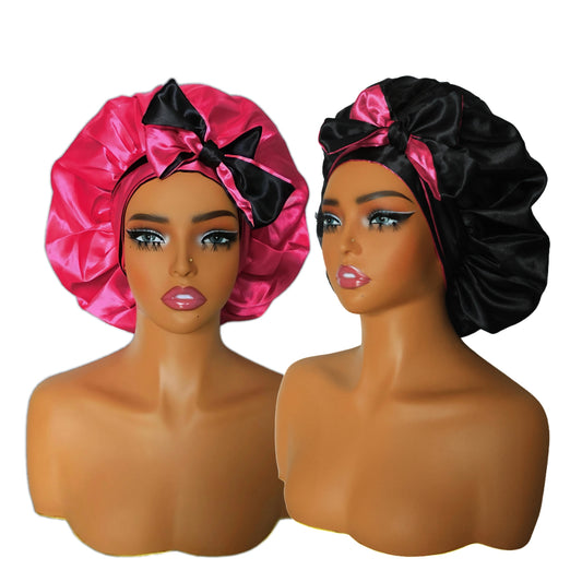 Luxury Silk Tie Long Band Bonnet - Double Layer Adjustable Satin Sleep Cap